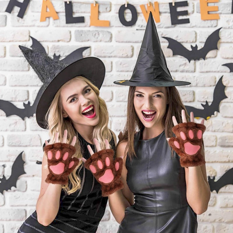 Tiny Chou Cat Paw Gloves for Cosplay Party Halloween Costume Accessories, Winter Fingerless Warm Gloves for Women Girls - Image 5